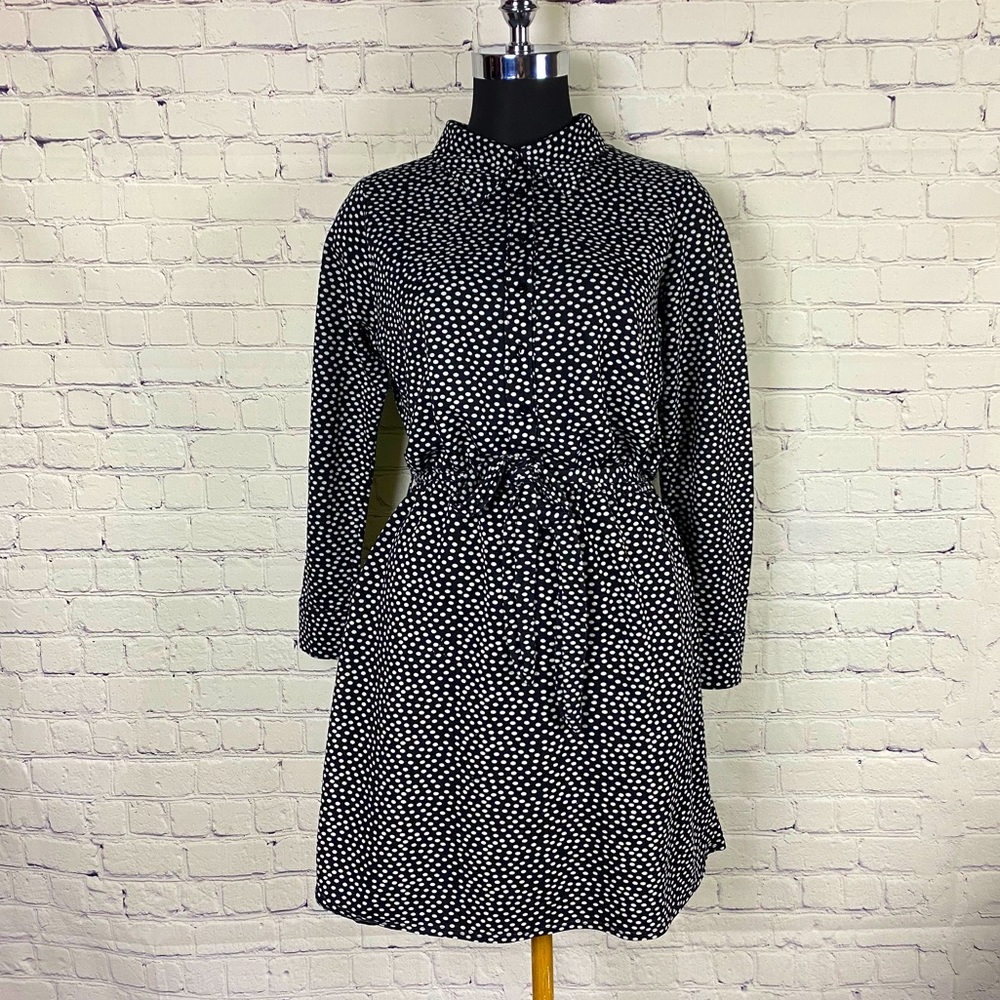 VINTAGE long sleeves polkadots black dress